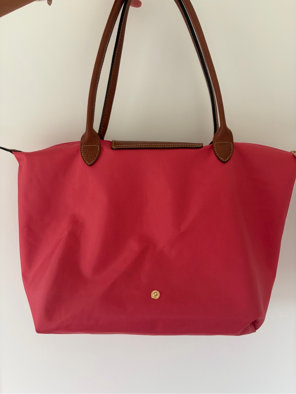 Salmon / Coral Pink Colored Large Longchamp Bag - Picture 4 of 7